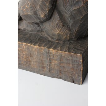 宮本理三郎 チンパンジー 木彫置物　X565 