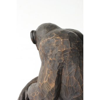 宮本理三郎 チンパンジー 木彫置物　X565 