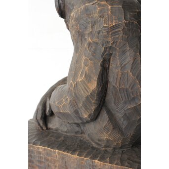 宮本理三郎 チンパンジー 木彫置物　X565 