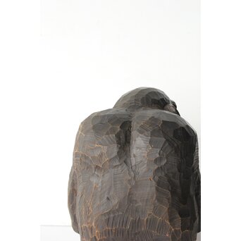 宮本理三郎 チンパンジー 木彫置物　X565 