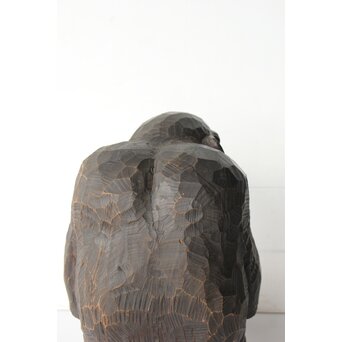 宮本理三郎 チンパンジー 木彫置物　X565 