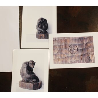 宮本理三郎 チンパンジー 木彫置物　X565 