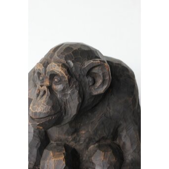宮本理三郎 チンパンジー 木彫置物　X565 