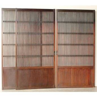 煤飴色 時代松格子戸　L1148