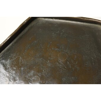 石井勇介 青銅塗六角盆 五客　Q371 