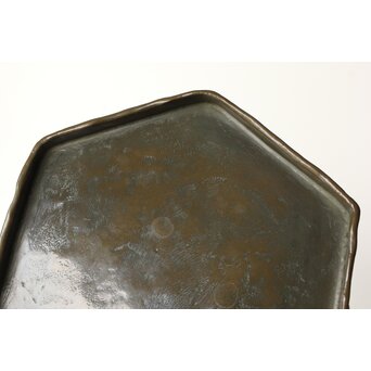 石井勇介 青銅塗六角盆 五客　Q371 