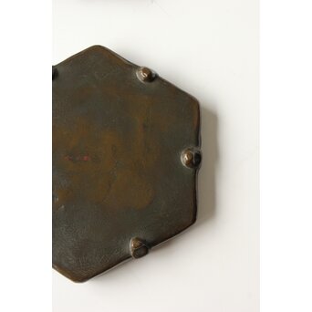 石井勇介 青銅塗六角盆 五客　Q371 