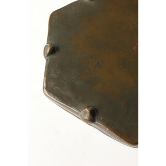 石井勇介 青銅塗六角盆 五客　Q371 