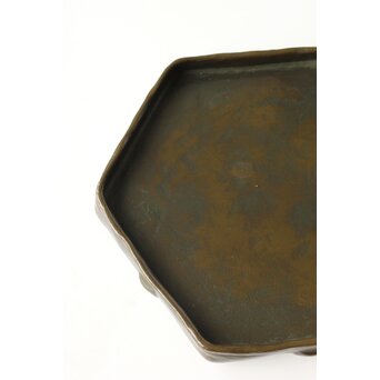 石井勇介 青銅塗六角盆 五客　Q371 