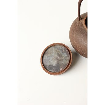 稀少 松橋宗明 南部鋳金研究所 高橋萬治以前の作 虫喰摘 平丸鉄瓶/湯沸　M441 