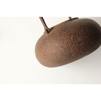 稀少 松橋宗明 南部鋳金研究所 高橋萬治以前の作 虫喰摘 平丸鉄瓶/湯沸　M441 