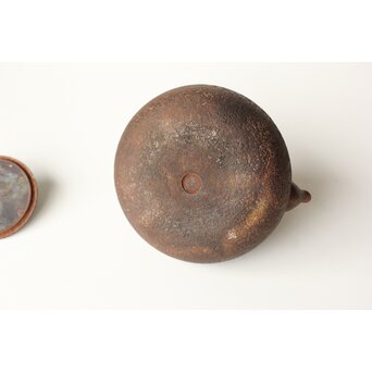 稀少 松橋宗明 南部鋳金研究所 高橋萬治以前の作 虫喰摘 平丸鉄瓶/湯沸　M441 