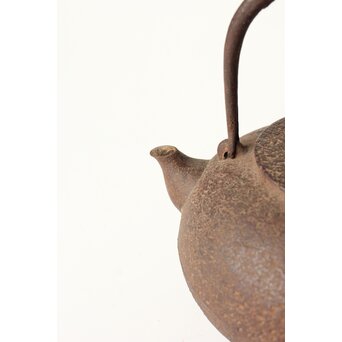 稀少 松橋宗明 南部鋳金研究所 高橋萬治以前の作 虫喰摘 平丸鉄瓶/湯沸　M441 