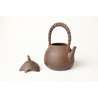 南部名工 有坂 茄子型豆提手砲口鉄瓶　M441 