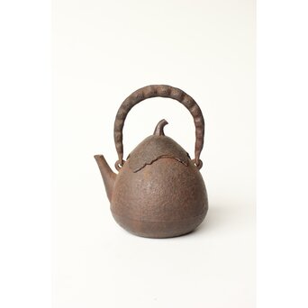 南部名工 有坂 茄子型豆提手砲口鉄瓶　M441