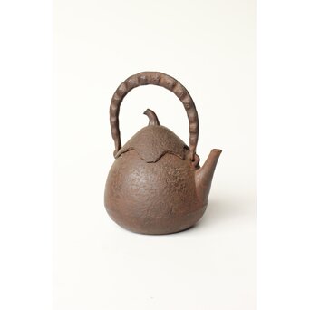 南部名工 有坂 茄子型豆提手砲口鉄瓶　M441 