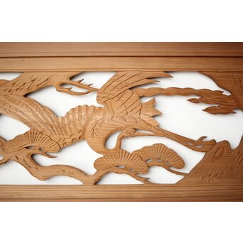 鶴松 木彫欄間 2枚1組　R0449 