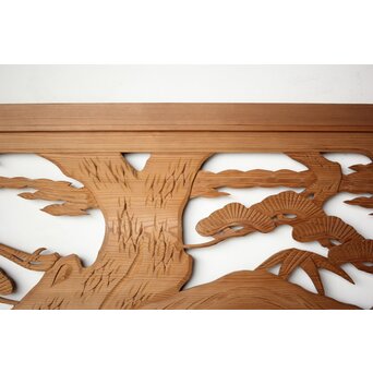 鶴松 木彫欄間 2枚1組　R0449 