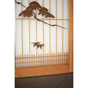 両面ガラス 松竹梅鶴亀吉祥紋 組子書院 4枚1組　R0451 