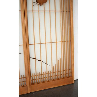 両面ガラス 松竹梅鶴亀吉祥紋 組子書院 4枚1組　R0451 