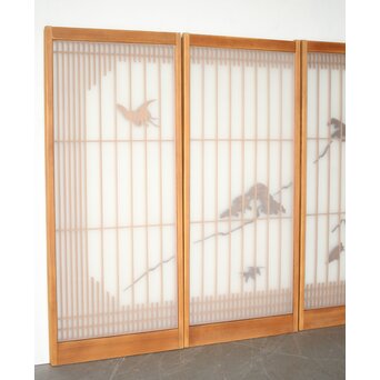 両面ガラス 松竹梅鶴亀吉祥紋 組子書院 4枚1組　R0451 