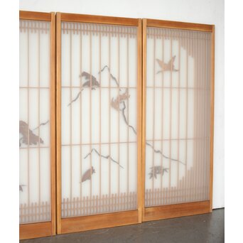 両面ガラス 松竹梅鶴亀吉祥紋 組子書院 4枚1組　R0451 