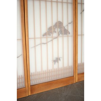 両面ガラス 松竹梅鶴亀吉祥紋 組子書院 4枚1組　R0451 