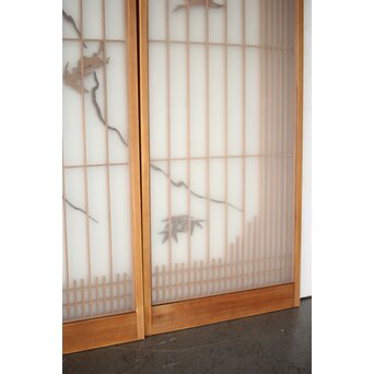 両面ガラス 松竹梅鶴亀吉祥紋 組子書院 4枚1組　R0451 