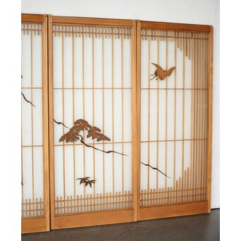 両面ガラス 松竹梅鶴亀吉祥紋 組子書院 4枚1組　R0451 