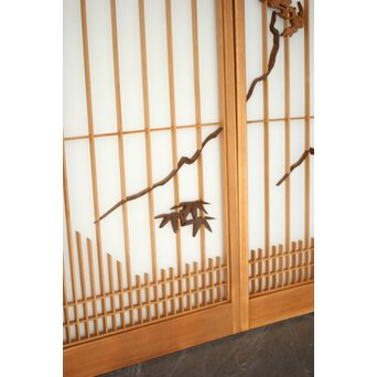 両面ガラス 松竹梅鶴亀吉祥紋 組子書院 4枚1組　R0451 