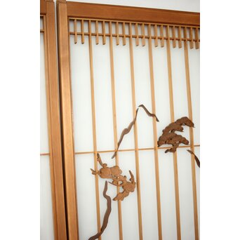 両面ガラス 松竹梅鶴亀吉祥紋 組子書院 4枚1組　R0451 