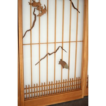 両面ガラス 松竹梅鶴亀吉祥紋 組子書院 4枚1組　R0451 