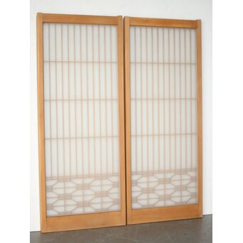 両面ガラス 組子書院 2枚1組　R0452 ウラ　くもりガラス