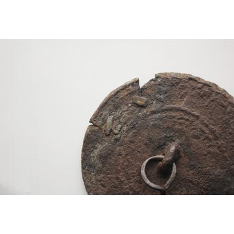 宮崎寒雉風 銀象嵌堤手 破形鎹留手取釜 鉄瓶　M442 