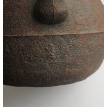 宮崎寒雉風 銀象嵌堤手 破形鎹留手取釜 鉄瓶　M442 