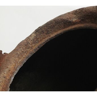 宮崎寒雉風 銀象嵌堤手 破形鎹留手取釜 鉄瓶　M442 