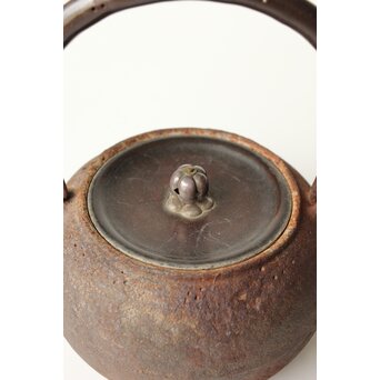 龍寿堂 浄寿 丸形鉄瓶 湯沸 銀摘蓋　M443 