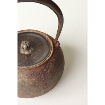 龍寿堂 浄寿 丸形鉄瓶 湯沸 銀摘蓋　M443 