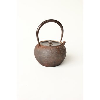 龍寿堂 浄寿 丸形鉄瓶 湯沸 銀摘蓋　M443 