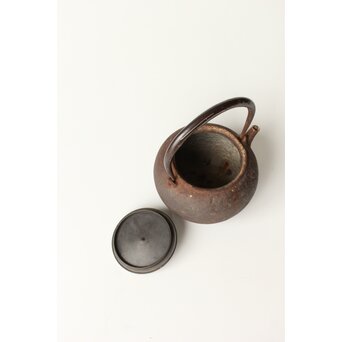 龍寿堂 浄寿 丸形鉄瓶 湯沸 銀摘蓋　M443 