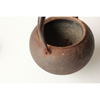 龍寿堂 浄寿 丸形鉄瓶 湯沸 銀摘蓋　M443 