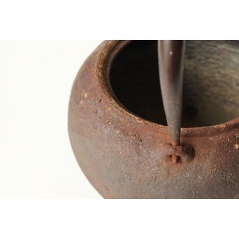 龍寿堂 浄寿 丸形鉄瓶 湯沸 銀摘蓋　M443 