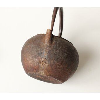 龍寿堂 浄寿 丸形鉄瓶 湯沸 銀摘蓋　M443 