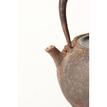 龍寿堂 浄寿 丸形鉄瓶 湯沸 銀摘蓋　M443 