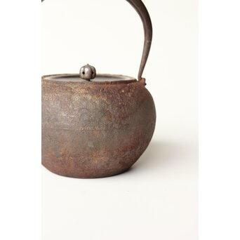 龍寿堂 浄寿 丸形鉄瓶 湯沸 銀摘蓋　M443 