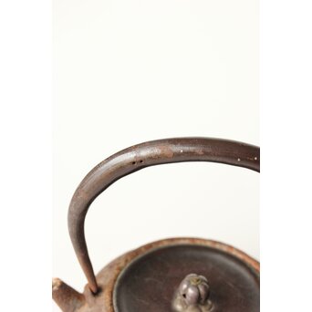 龍寿堂 浄寿 丸形鉄瓶 湯沸 銀摘蓋　M443 