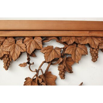 大島五雲 井波彫刻 葡萄と栗鼠 2枚1組　R0453 一木から彫り出しているのを忘れさせます