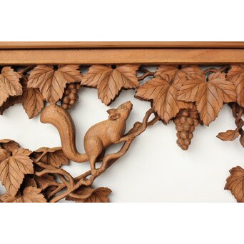 大島五雲 井波彫刻 葡萄と栗鼠 2枚1組　R0453 