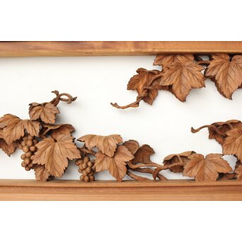 大島五雲 井波彫刻 葡萄と栗鼠 2枚1組　R0453 