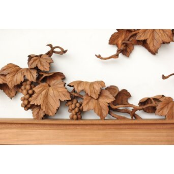 大島五雲 井波彫刻 葡萄と栗鼠 2枚1組　R0453 